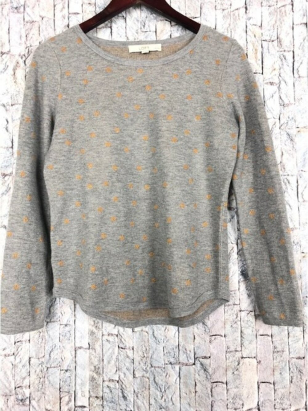 Ann Taylor Loft  Gray Polka Dot Knit Top